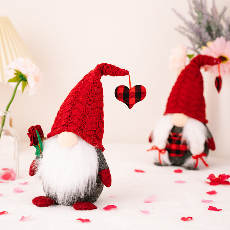 Valentine's Day Red Knit Cap Gnome Doll Ornaments