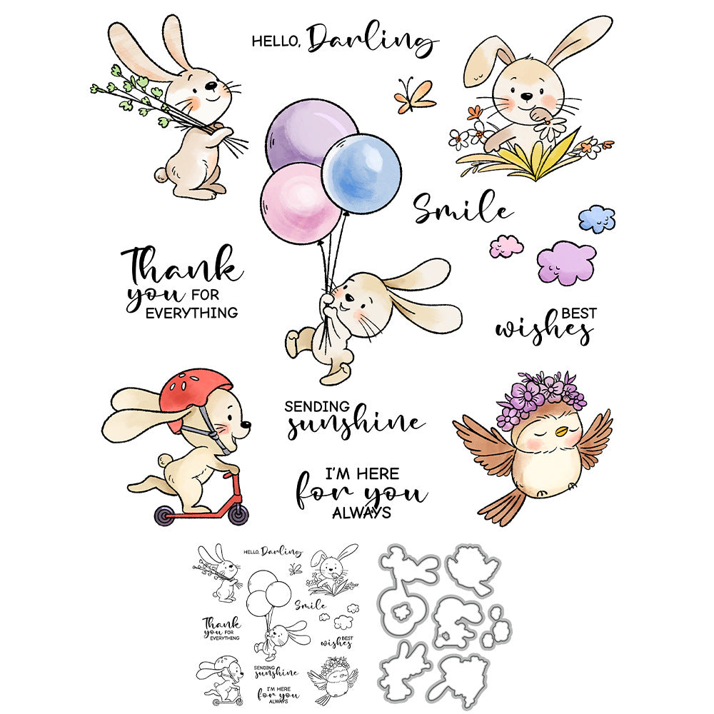 Flowers and Bunnies Dies & Stamps Set