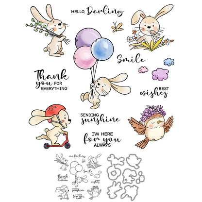 Flowers and Bunnies Dies & Stamps Set