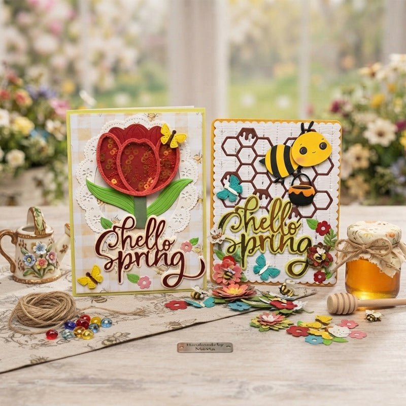 "Hello Spring" Words Metal Cutting Dies