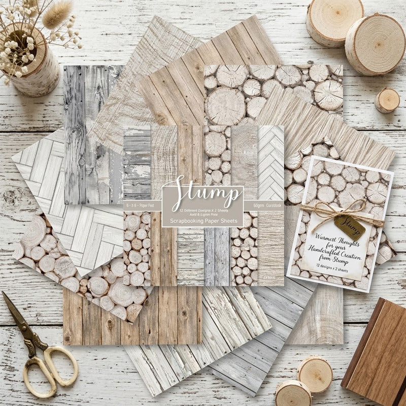 24PCS 6" Stump Scrapbook Paper & Cardstock