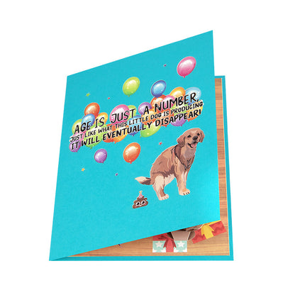 3D Creative Funny Golden Retriever Pop-Up Card