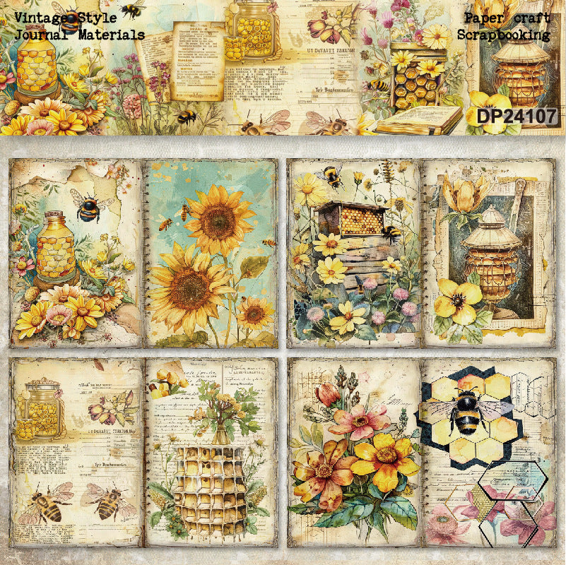 A5 Vintage Honey Bees Journal Scrapbook Paper