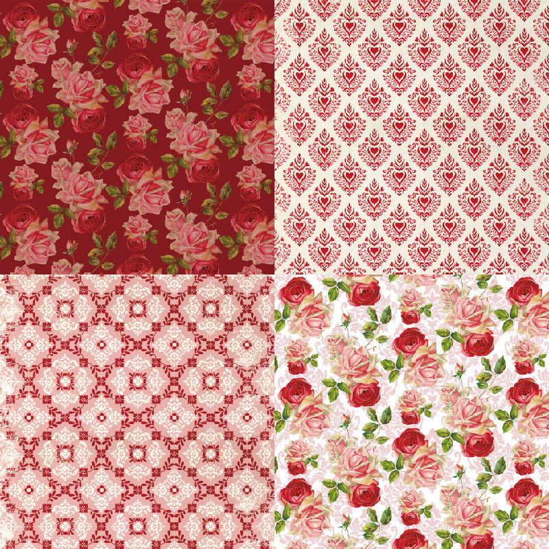 24PCS 6" Beautiful Rose Scrapbook Paper & Cardstock