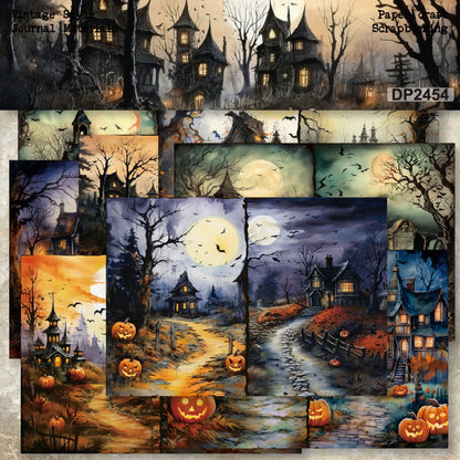 A5 Halloween Haunted House Scrapbook Paper