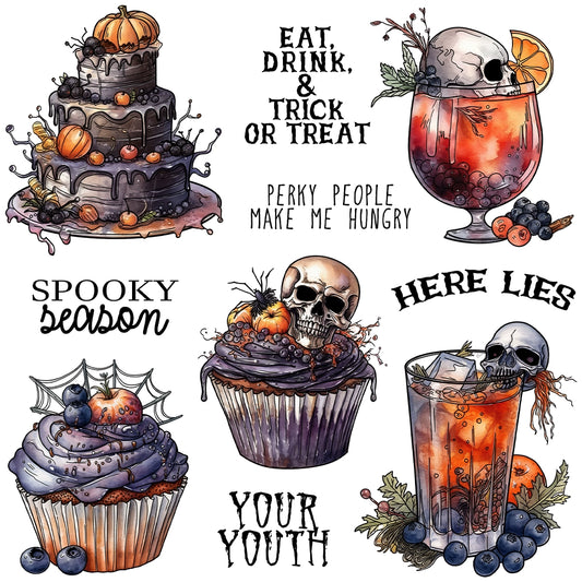 Halloween Party Cake Wine Dies & Stamps Set