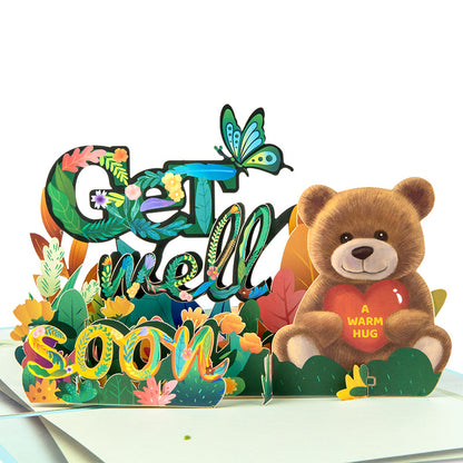 3D Creative Getwellsoon Bear Pop-Up Greeting Card