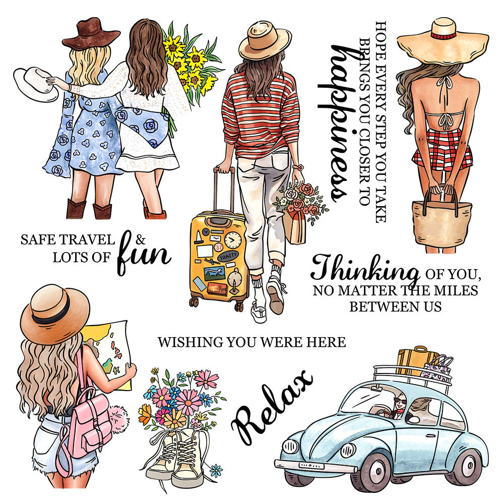 Girls Go On Vacation Clear Stamps