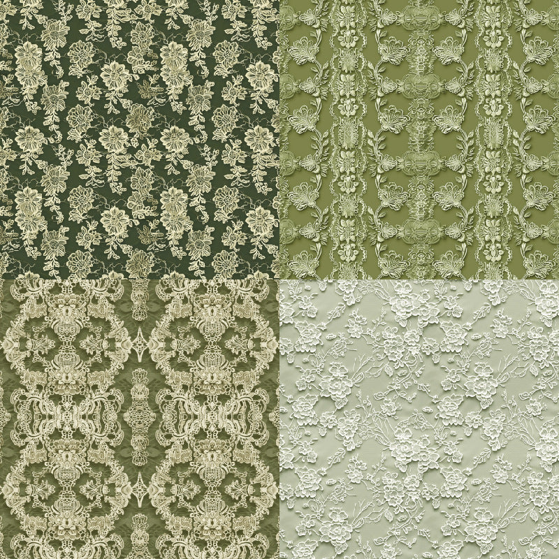 24PCS 6" Green Lace Scrapbook Paper & Cardstock