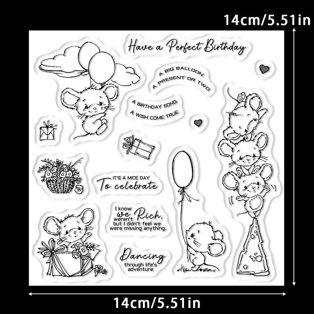 Cute Mouse In Party Dies & Stamps Set