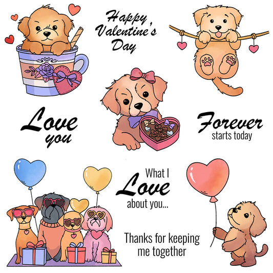 Valentine's Day Puppy Dies & Stamps Set