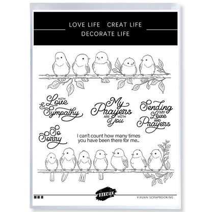 Cartoon Birds Party Dies & Stamps Set