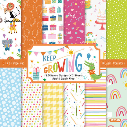 24PCS 6" Keep Growing Scrapbook Paper & Cardstock