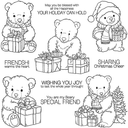 Cute Polar Bear Christmas Gift Dies & Stamps Set