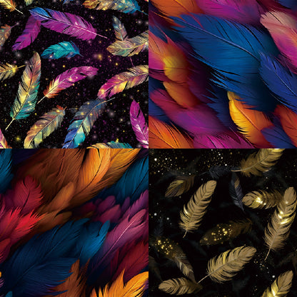 24PCS 6" Luxury Feathers Scrapbook Paper & Cardstock