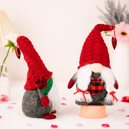 Valentine's Day Red Knit Cap Gnome Doll Ornaments