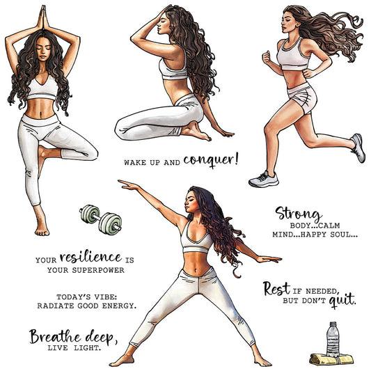Girls Exercise Yoga Clear Stamps