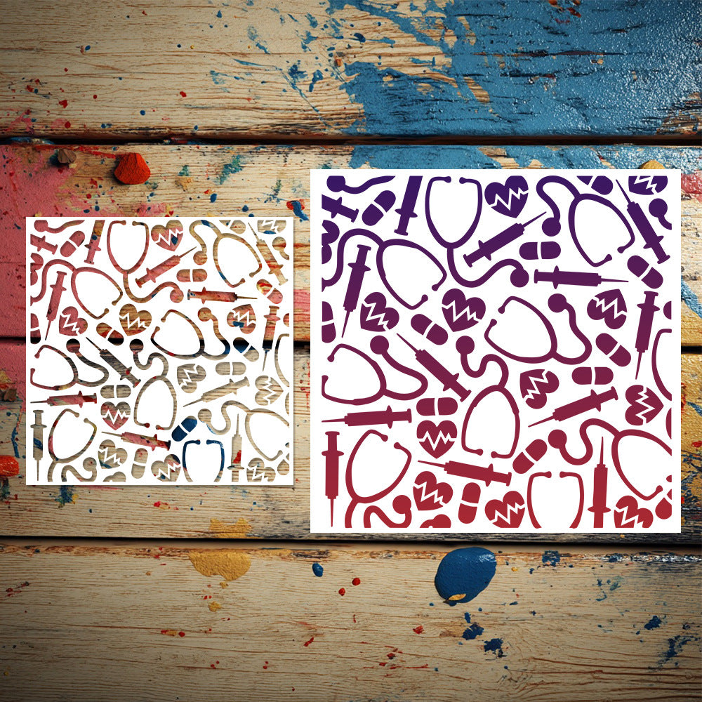 Stethoscope Pattern DIY Painting Hollow Stencil