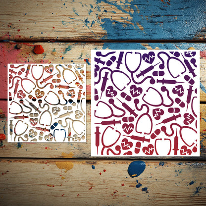 Stethoscope Pattern DIY Painting Hollow Stencil