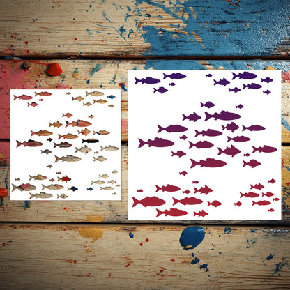 Fish Pattern DIY Painting Hollow Stencil