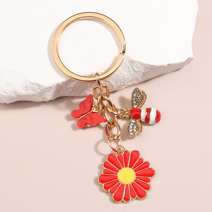 Cute Bee Dragonfly Butterfly Flower Keychain