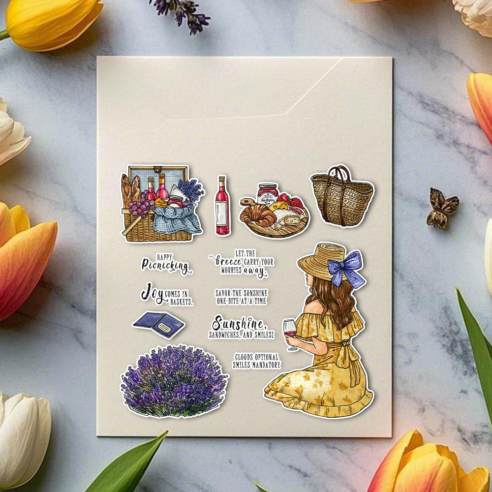Beautiful Girl Holiday Picnic Clear Stamps