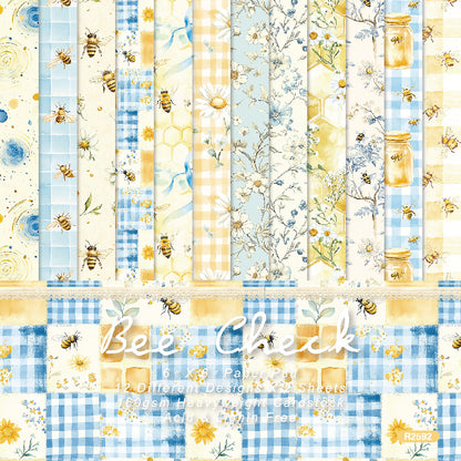 24PCS 6" Bee Check Scrapbook Paper & Cardstock