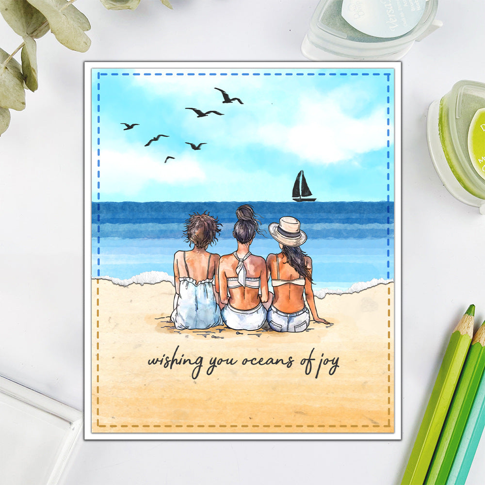 Summer Beach Girl Clear Stamps