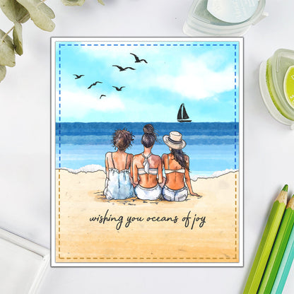 Summer Beach Girl Clear Stamps