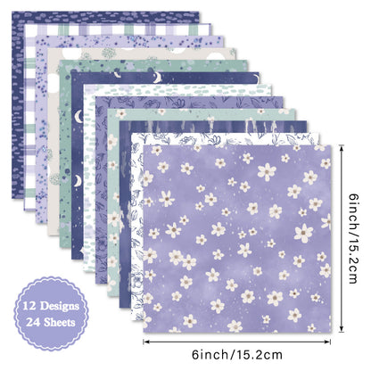 24PCS 6" Mauve Scrapbook Paper & Cardstock