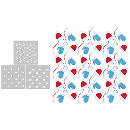 3 PCS Hats and Gloves Pattern DIY Painting Hollow Stencil