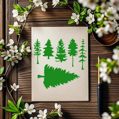 Pine Tree Pattern DIY Painting Hollow Stencil