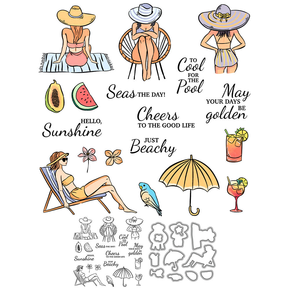 Girls' Beach Vacation Dies & Stamps Set