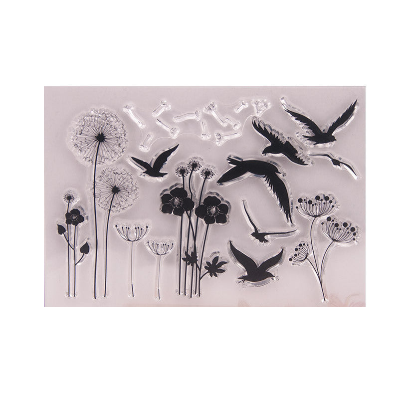 Bird Dandelion Flower Clear Silicone Stamps