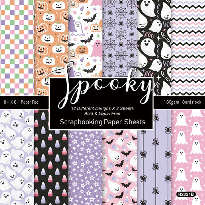 24PCS 6" Spooky Scrapbook Paper & Cardstock