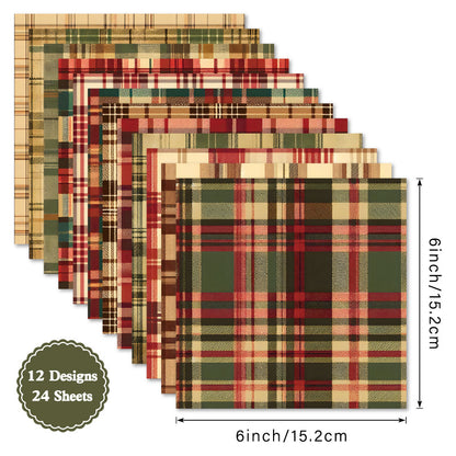 24PCS 6" Yule Scrapbook Paper & Cardstock