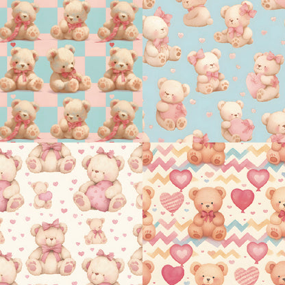 24PCS 6" Cuddly Bears Scrapbook Paper & Cardstock
