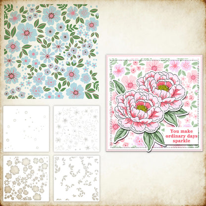 4 PCS Pretty Flowers Pattern DIY Painting Hollow Stencil