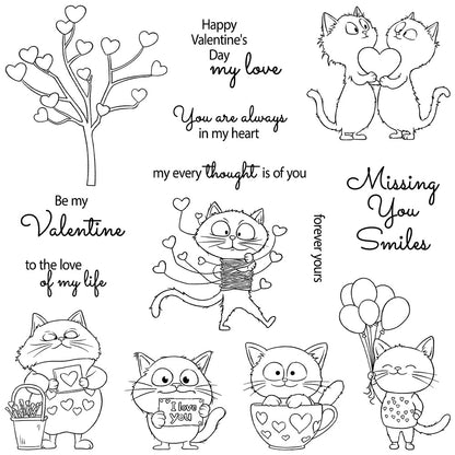 Valentine's Day Cat Dies & Stamps Set
