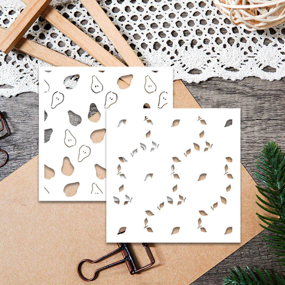 2 PCS Pear Pattern DIY Painting Hollow Stencil