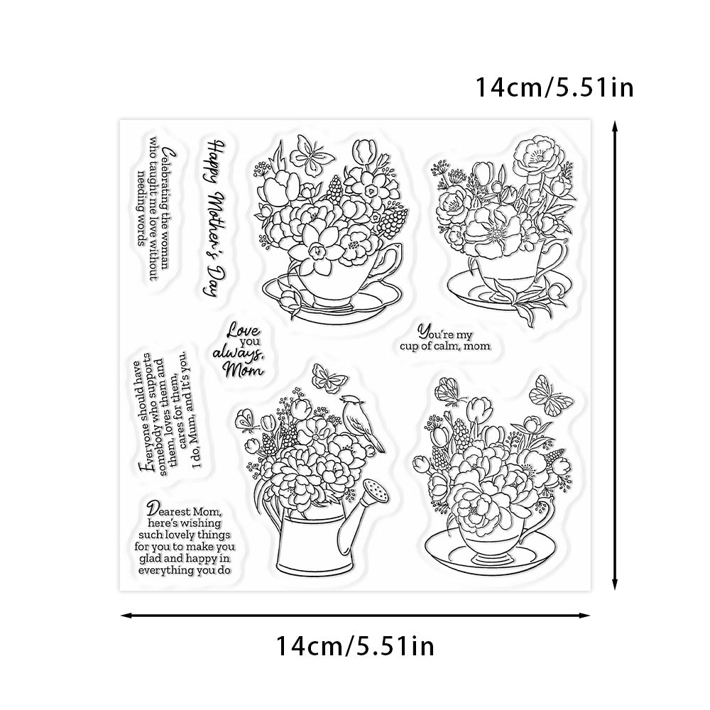 Teacup Flower Cluster Clear Stamps