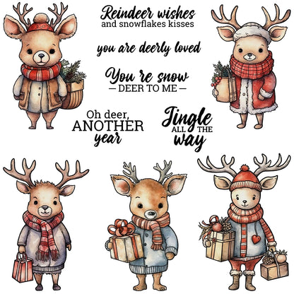 Merry Christmas Cute Reindeer Gift Dies & Stamps Set