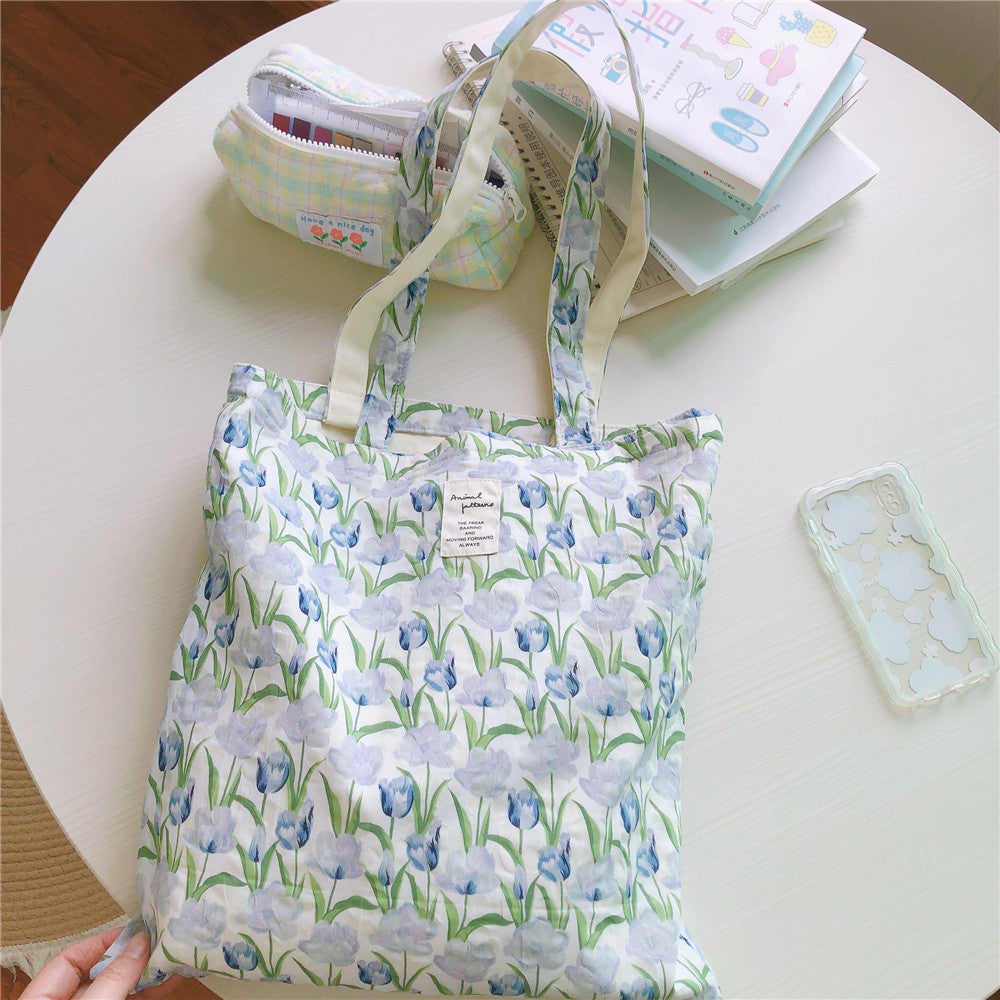 Tulip Pattern Canvas Shoulder Bag