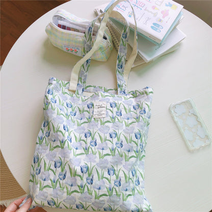 Tulip Pattern Canvas Shoulder Bag