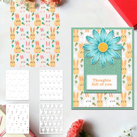 4 PCS Rabbits Pattern DIY Painting Hollow Stencil