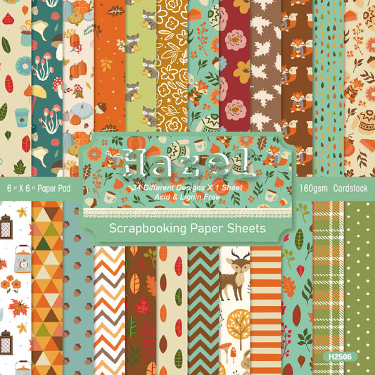 24PCS 6" Hazel Scrapbook Paper & Cardstock