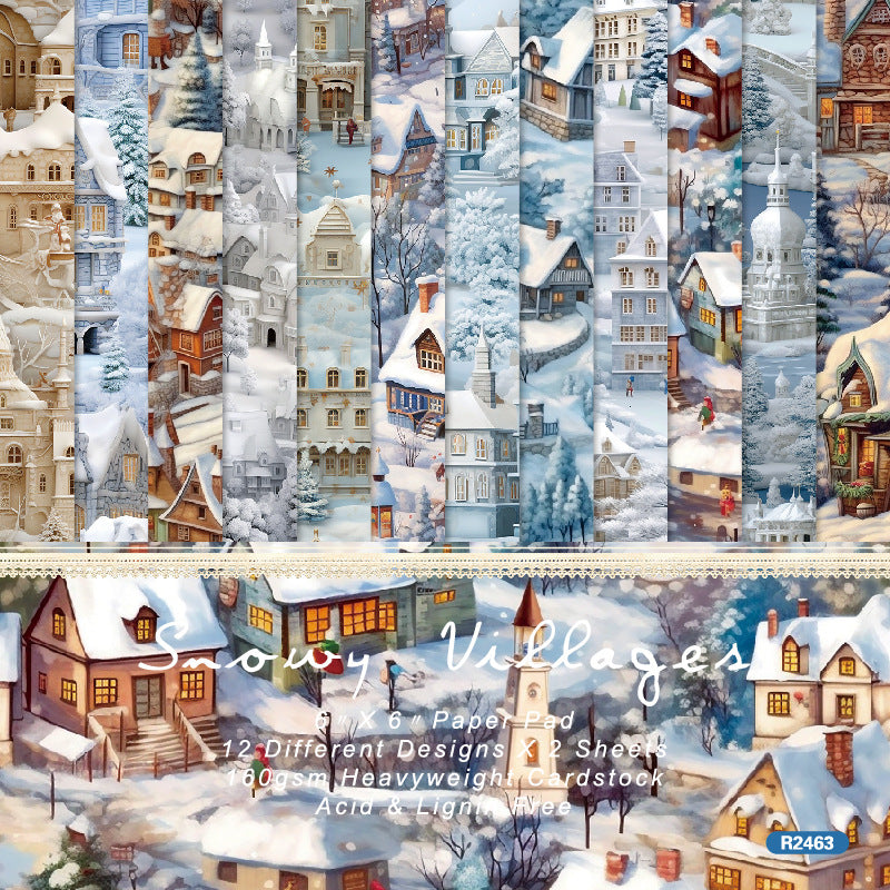 24PCS 6" Snowy Villages Scrapbook Paper & Cardstock