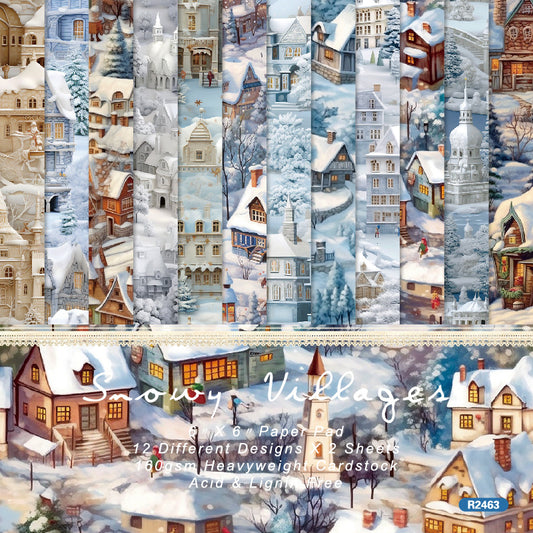 24PCS 6" Snowy Villages Scrapbook Paper & Cardstock