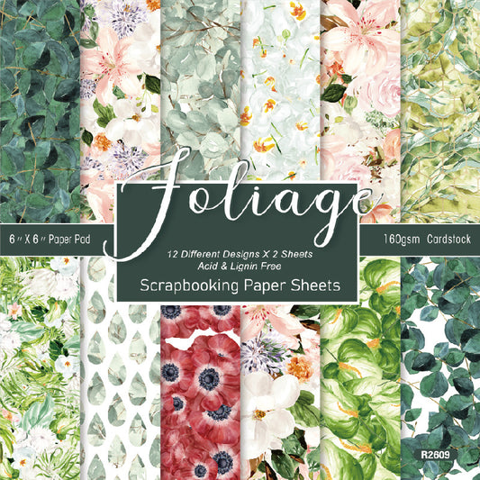 24PCS 6" Foliage Scrapbook Paper & Cardstock