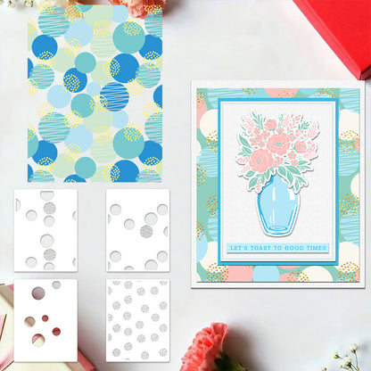 4 PCS Polka Dots Pattern DIY Painting Hollow Stencil